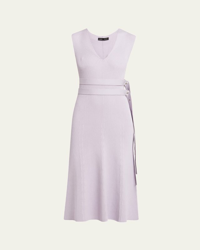 Madeline Rib-Knit Belted Midi Dress